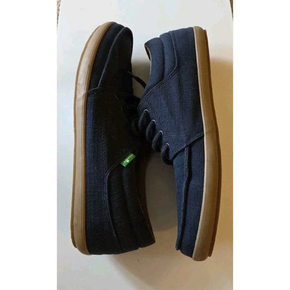 Sanuk Shoes Mens Size 11‎ Navy Canvas Lace Up Casual Sneakers SMF11194